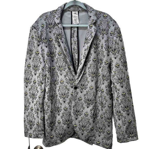 Haunted Mansion Wallpaper Pattern Suit Jacket Blazer Disney Parks XL - Picture 1 of 15
